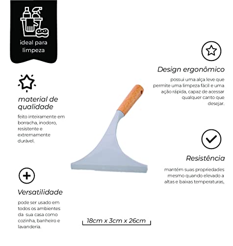 Mimo Style Rodo Para Pia 24cm Produzido Em Aço Inox, Lâmina de Borracha e Cabo de Bambu. Acompanha S