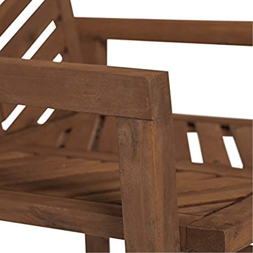 Walker Edison 2 Piece Outdoor Patio Chevron Wood Chair Set All Weather Backyard Conversation Garden Poolside Balcony, Set Of 2, Dark Brown #TOP3