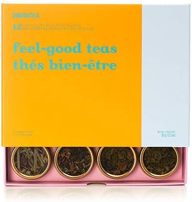 DAVIDsTEA Feel-Good Teas 12 Tea Sampler, Loose Leaf Tea Gift Set, Assortment of 12 Wellness Teas and Infusions, 92 Grams