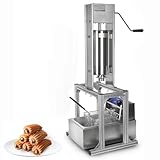 Memykoy Gewerbliche Churros-Maschine aus Edelstahl (5 l), vertikale spanische Donut-Churros-Maschine mit 6-l-Elektrofritteuse und Ständer für Gastronomie und Zuhause