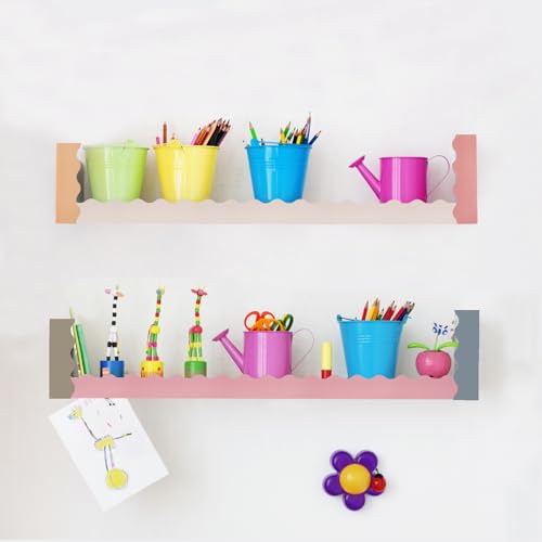 6 Rolls Colorful Bulletin Board Borders, 196.8 ft Scalloped Borders Trim for Classroom, Bulletin Board, White Board, Cork Board (Advanced Grey A)