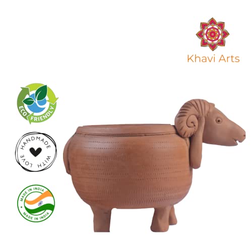 Image of Premium Handmade Artisanal Terracotta Clay Sheep Shaped Pot / Planter / Flower Pot for Indoor Plants | Ideal for Home Decor or Showpiece or Key Holder| Eco Friendly| Handmade by Rural Artisans| Perfect for Balcony and Gifting