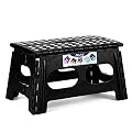 Delxo Folding Step Stool for Kids and Adults,15-Inch Extra Wide 9 Inch Height Heavy Duty Stepping Stool More Safe and Comfortable Non Slip Foldable Step Stool Black