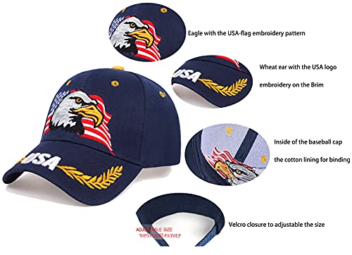 Usa-Flag Eagles-Hat American Baseball-Cap Embroidered Navy #TOP4