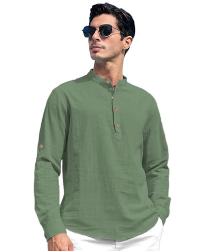 Image of Vida Loca Men Solid Cotton Blend Straight Kurta Shirt