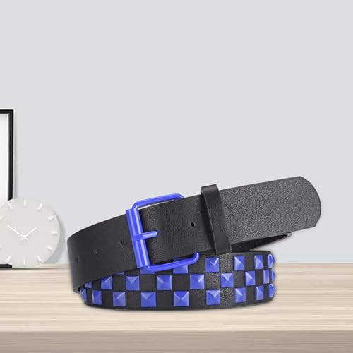 Stud Belt, 42.13x1.50 Inch PU Leather Chunky Belt, Goth Style Punk, Fashion Thick Studded, Spiked Wide Belts for Women and Men4