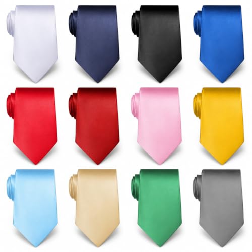 12-Piece Solid Satin Tie Set