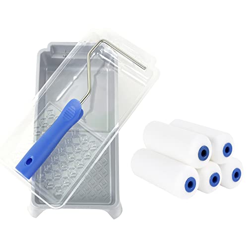 Mister Rui Foam Paint Roller Set 4 Paint Roller Set High Density Foam Paint Roller for Flat Surfaces and Brings Smooth Finishes for Painting and Renovating of House and Furniture