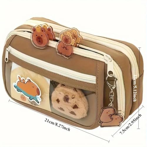 Capybara Kalem Kutusu Kapibara kalemlik büyük kapasiteli aksesuarlı geniş büyük boy Kawaii Kore Tarzı Sevimli Kalem Kutusu (1 ADET DOLL+5 ADET STİCKER DAHİLDİR)