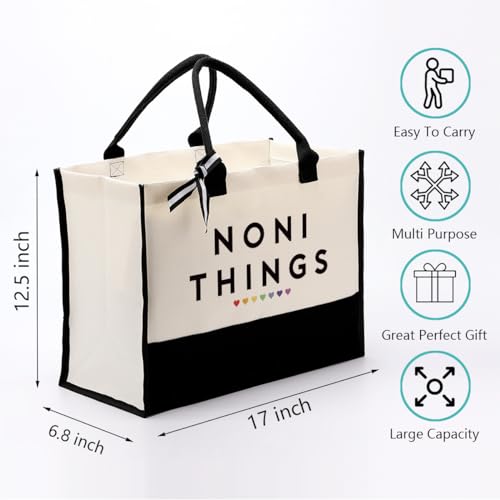 EDCTO Noni Things Canvas Tote Bag - Utility Shopping & Beach Bag, Mother's Day Gift for Grandma2