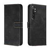 Bravoday Hülle für Xiaomi Mi Note 10 Lite 5G, PU Ledertasche Handyhülle Flip Schutzhülle Kompatibel mit Xiaomi Mi Note 10 Lite 5G, mit Kartenfäch und Kickstand, Schwarz