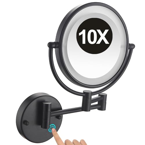 Washcadg 8�C���` �ǎ��t��LED���C�N�A�b�v�~���[�A���ʏƖ��t��1X/10�{�g�勾�o�j�e�B�~���[ �x�[�X�^�b�`�����t���A�o�X���[��360°��]HD�V�F�[�r���O�~���[�A�u���b�N�A�v���O�C��