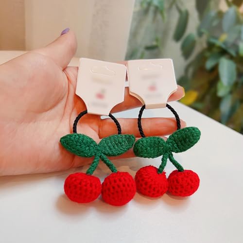 Uuyyeo ZY004456GR(4) 4 Pcs Sweet Cherry Hair Clips And Hair Ties Handmade Crochet Fruit Hairpins Hair Barrettes Cute Christmas Hair Accessories thumb #1