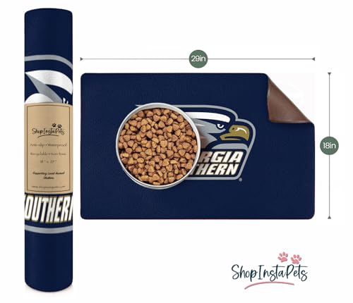 Image of Georgia Southern Golden Eagles Food and Water Placemat for Dogs and Cats | 16 inch x 28 inch | Non-Slip | Water-Proof