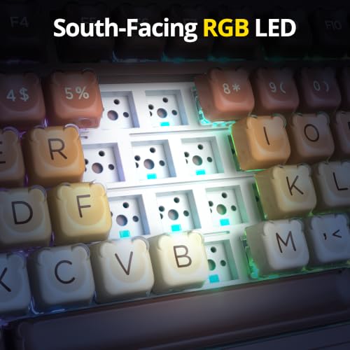 Image of surmen 75% Brown Wireless Mechanical Keyboard Tri-Mode for PC /Laptop | BT5.0 /2.4Ghz /USB,Hot-Swap,RGB Backlit,Creamy Sounding