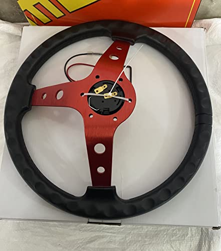 Image of AUTO MT - MOMO 14INCH DEEP Style Universal Steering Wheel for Sports Car Look Rally Race Off Road with BOSS KIT HUB Free (RED MOMO 14 inch Steering Wheel with BOSS KIT HUB)
