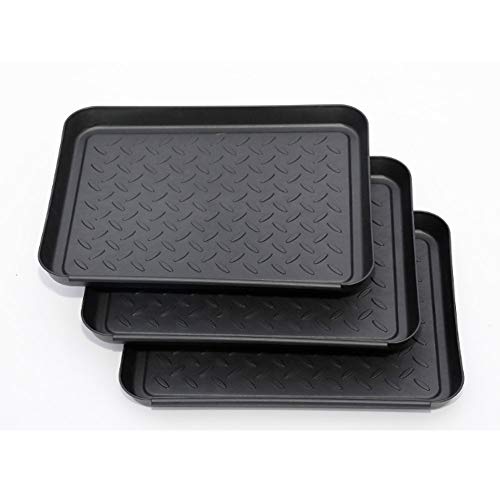 HomDSim Set of 3 Boot Tray,Water Resistant Plastic Utility Shoe Tray Mat for Indoor and Outdoor Use in All Seasons Weather, Multi-Purpose Dog Food Bowls