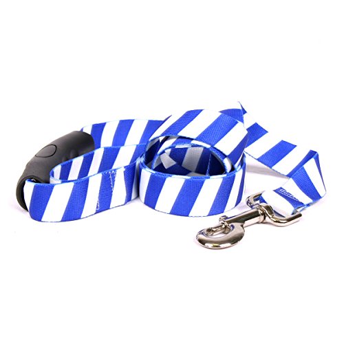 Image of Yellow Dog Design Team Spirit Royal Blue White Dog Leash-with Comfort Handle-Small /Medium-3 /4 5' x 60 inch