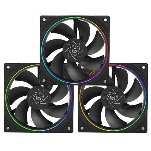 TR TL-S12R X3 Ventilateur de processeur 120mm blanc Ventilateur de refroidisseur d'ordinateur, Ventilateur de PC ARGB Halo à ouverture fine, Ventilateur de châssis de conception de flux d'air inversé
