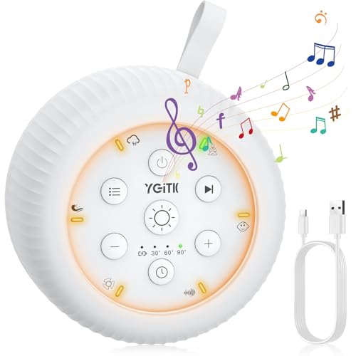 YGiTK White Noise Machine for Babies & Adults. Portable Sound Machine with 30 Natural Soothing Sounds, Rechargeable Battery, USB Timer | Nursery, Travel, Sleep & Relaxation Gift