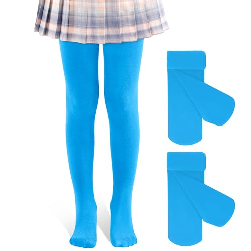 Image of 2 Pack Girls Tights Dance Tights Ballet Girls School uniform Footed Leggings Stockings for Kids 1-13 Years