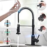 VIDEC Touch On Kitchen Faucet, 3 Modes Pull Down Sprayer, Smart Touch Sensor Activated, LED Temperat