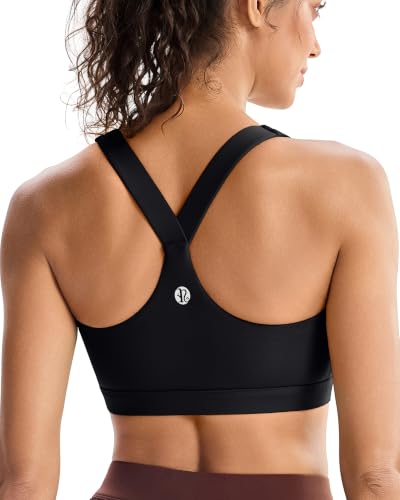 RUNNING GIRL Sports Bras for Women, Molded Cup High Impact Black Sports Bra Workout Bras for Women High Support Racerback(WX3046 Black L)