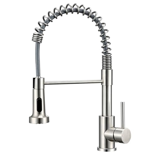 Kitchen Taps with Pull Out Spray Peppermint Spring Brushed Nickel Kitchen Sink Tap with Pull Down Sprayer Commercial Mixer Taps 1 Hole Single Lever Brushed Steel Faucets