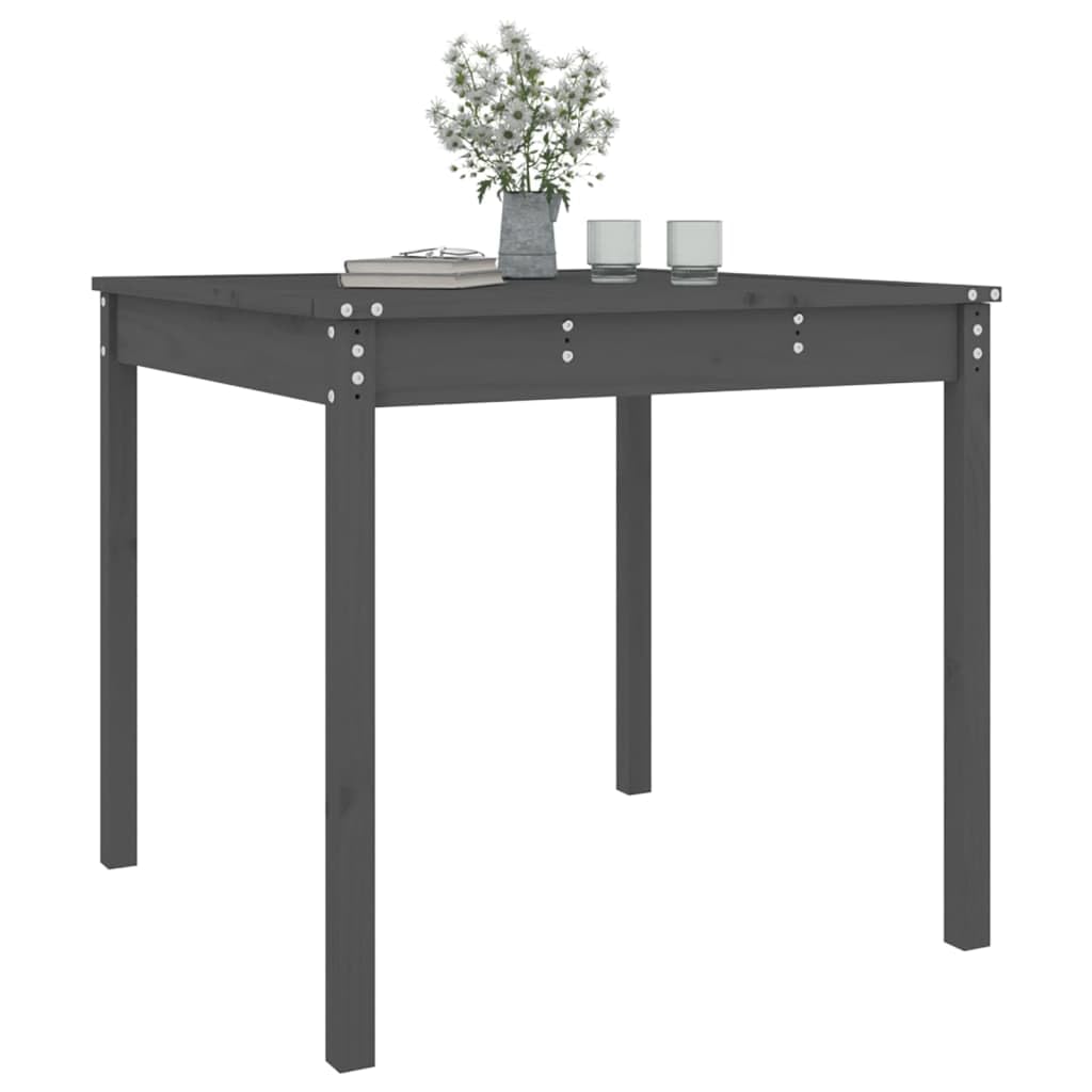 Klasyczny stół ogrodowy z litego drewna sosnowego, szary, 82,5 x 82,5 x 76 cm, na taras, balkon i do ogrodu, stabilna rama drewniana, łatwy montaż z instrukcją obsługi