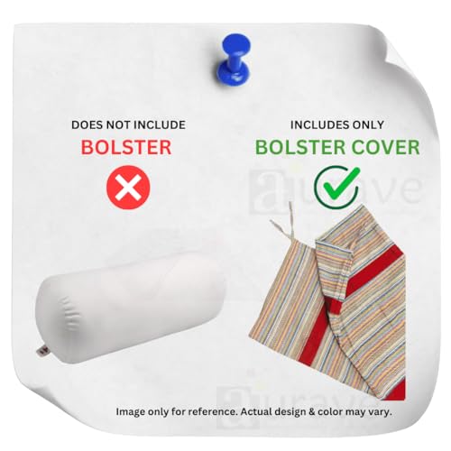 Image of AURAVE Woven Cotton 144 TC Printed Bolster Cover with Drawstring Closure, Set of 2, Soft Breathable Durable Machine Washable for Sofa Bed & Home Decor, 15 inchx30 inch, Maroon | Cover Only