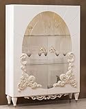 Breite: 116 cm Casa Padrino Luxus Barock Vitrine Weiß/Gold 116 x 46 x H. 170 cm - Beleuchteter Massivholz Vitrinenschrank mit 2 Glastüren - Edle Barock Möbel