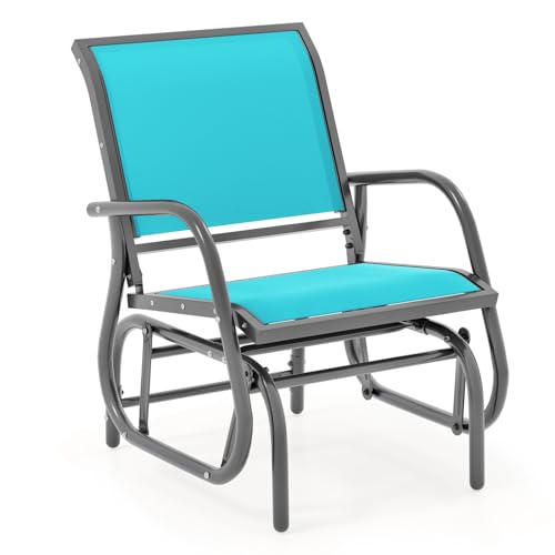 GIANTEX Outdoor Glider Chair, Patio Swing Chair w/Study Metal Frame