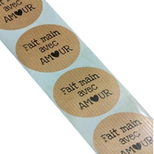 100 Kraft Labels Fait main avec Amour, in French