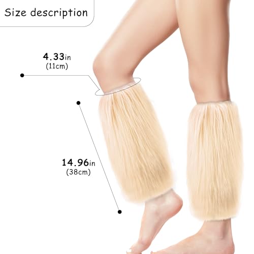 Image of Furry Leg Warmers, Women Faux Fur Leg Warmers Furry Fuzzy Winter Boot Cuffs Cover (1 Pair)