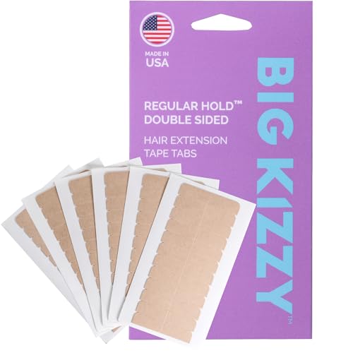Big Kizzy Hair Extensions Tape - Regular Hold - Fits Most Tape in Hair Extensions, 4cm x .8cm Tape for Extensions, Professional Double Sided Extension Tape