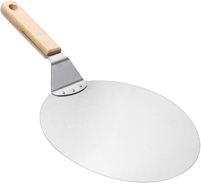 Kovake Stainless Steel Pizza Peel with Wooden Handle, Non Stick Pizza Oven Shovel Paddle Pizza Turning Peel, Homemade Baking Tool of Bread Cakes and Pizza (12 inches)