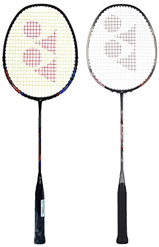 Image of Yonex Nanoray Light 18i Graphite Badminton Racquet with Free Full Cover (77 Grams, 30 lbs Tension) & New Muscle Power Series MP 55 Badminton Racquet (Graphite, G4, 30 lbs Tension)