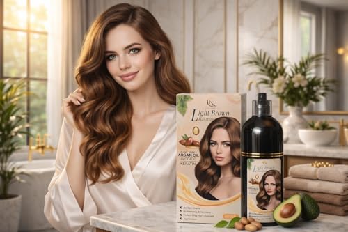 Hair Color Shampoo Light Brown Argan Oil Avocado Keratin miniatura 1
