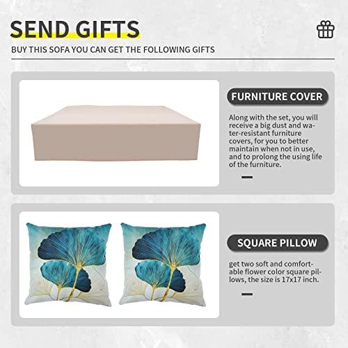 Lviden 7 Pieces Pe Wicker Patio Furniture Set Outdoor Sectional Conversation Sofa Set With Liftable Storage Table, Non-Slip Cushions And Furniture Cover, Light Grey #TOP7