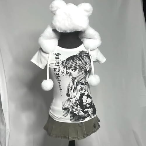 Graphic Tees Y2k Baby Tee Teens 2000s Vintage T Shirts Emo Grunge Printed Summer Crop Tops 20244