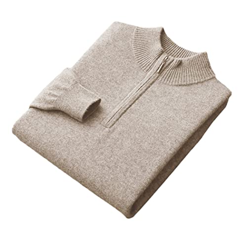 Pull à col montant homme en maille kaki, idéal pour le style décontracté