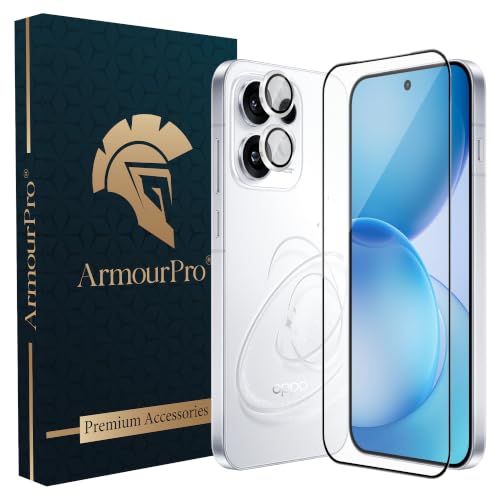 Image of ArmourPro Edge to Edge Tempered Glass for Oppo Reno 16 with Silver Camera Ring Guard, 9H Screen Protector, Anti-Scratch, Anti-Fingerprint, Bubble-Free Installation Kit