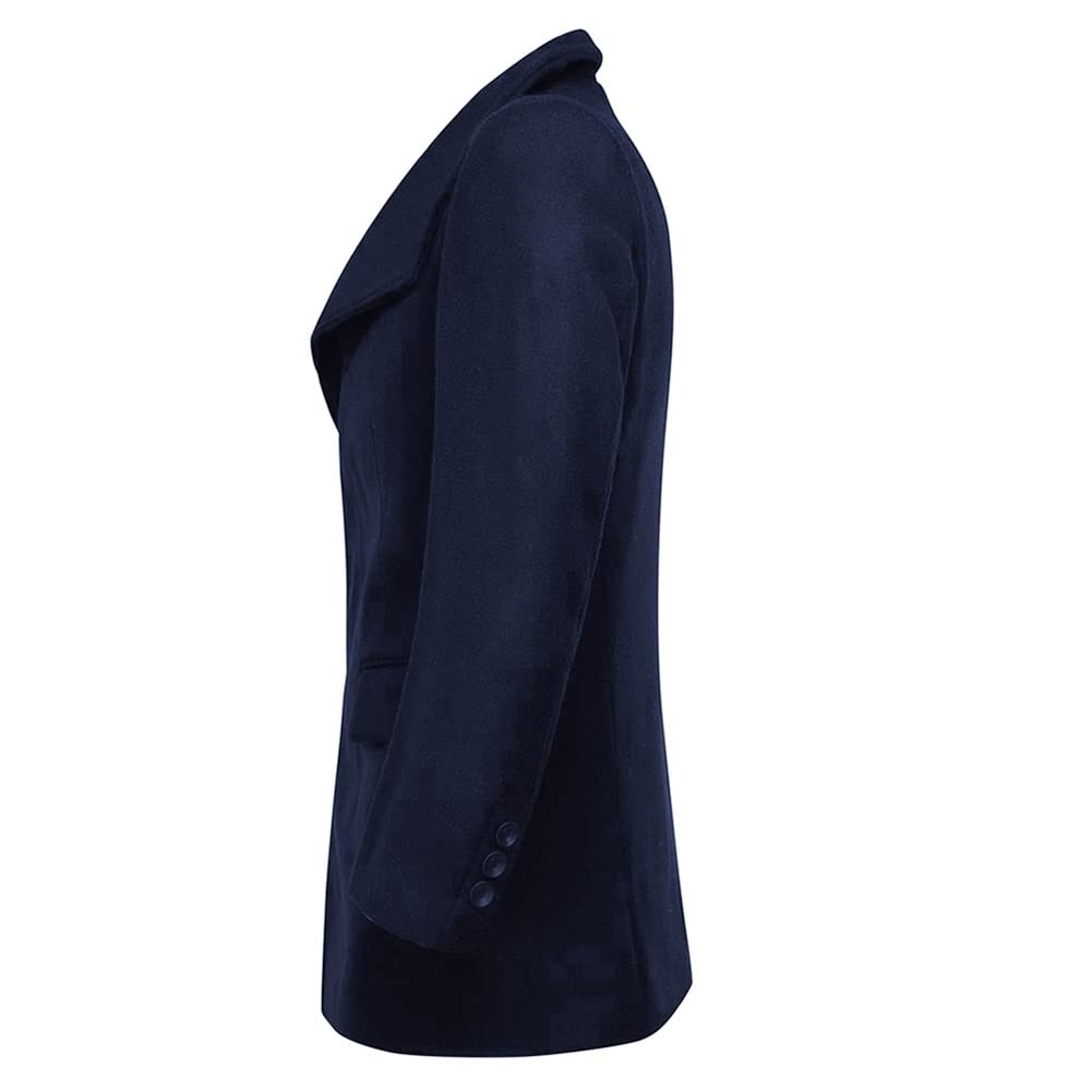 YOUTHUP Cappotto da Uomo Invernale in Lana Spessa Trench Cappotto di Media Lunghezza Slim Fit Imbottito Caldo Casual Peacoat