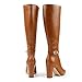 JOY IN LOVE Women's Knee High Boots High Block Heel Pointy Toe Zipper Boots Brown US 9