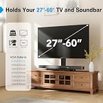 Universal TV Stand - Table Top TV Stand for 27-60 inch LCD LED TVs - 9 Level Height Adjustable TV Base Stand with Tempered Glass Base & Wire Management, VESA 400x400mm