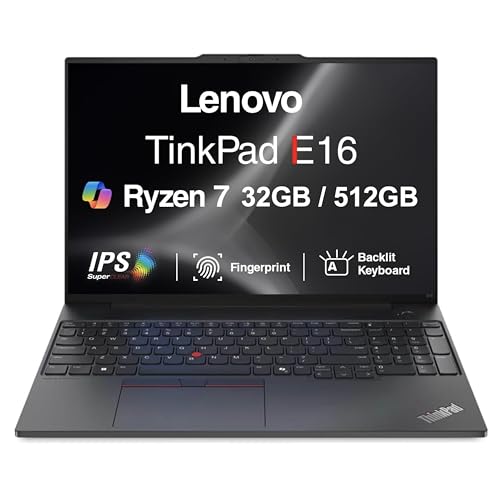 Lenovo ThinkPad E16 Gen 2 Business Laptop 16.0" IPS FHD+ Display (AMD Ryzen 7 250 (>Ryzen 7 7735U), 32GB DDR5, 512GB PCIe SSD, Copilot, Backlit Keyboard, Fingerprint , Wi-Fi 6, 1080p Webcam, Win11Pro)