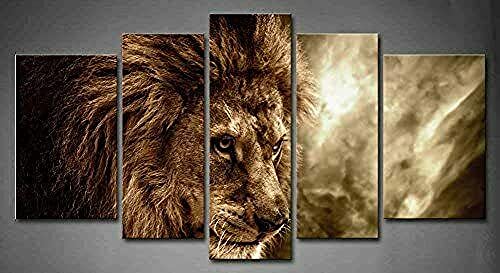 Peinture sur toile lion féroce pour un salon moderne et audacieux