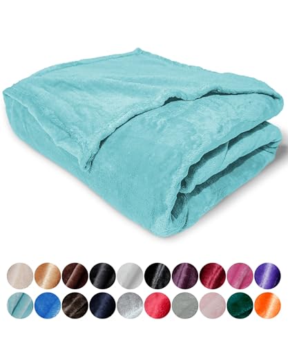 HOMEYA - Manta Polar, Franela 100% Poliéster, Suave, Acabado con Brillo - Turquesa, 220 x 240 cm