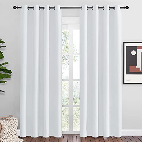 Image of NICETOWN Room Darkening Curtains for Living Room - Easy Care Solid Thermal Insulated Grommet Room Darkening Curtains /Panels /Drapes for Bedroom (2 Panels, 55 by 86, Greyish White)