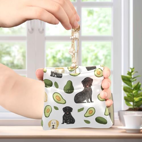 Münzgeldbörse im Hunde- und Avocados-Stil, Kleingeldfach, PU-Leder, Mini-Geldbörse, Münzfach für Damen, Mädchen, Herren